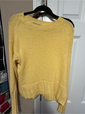 J Crew Cotton Blend Lightweight Yellow Crewneck Sweater - Women